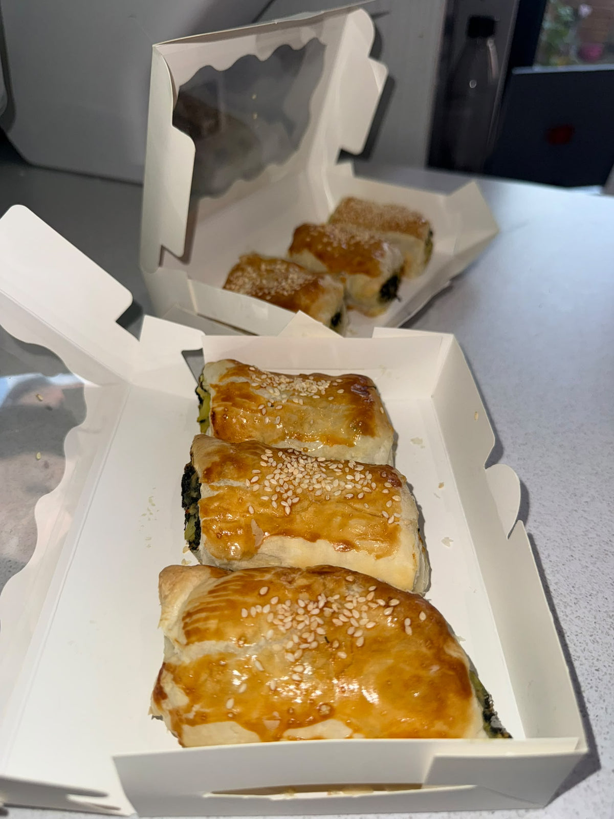 Our Turkish spinach and feta pies are packed with a delicious, flavourful filling, wrapped in soft, golden pastry and topped with sesame seeds.

Perfectly baked, generously filled and made with love