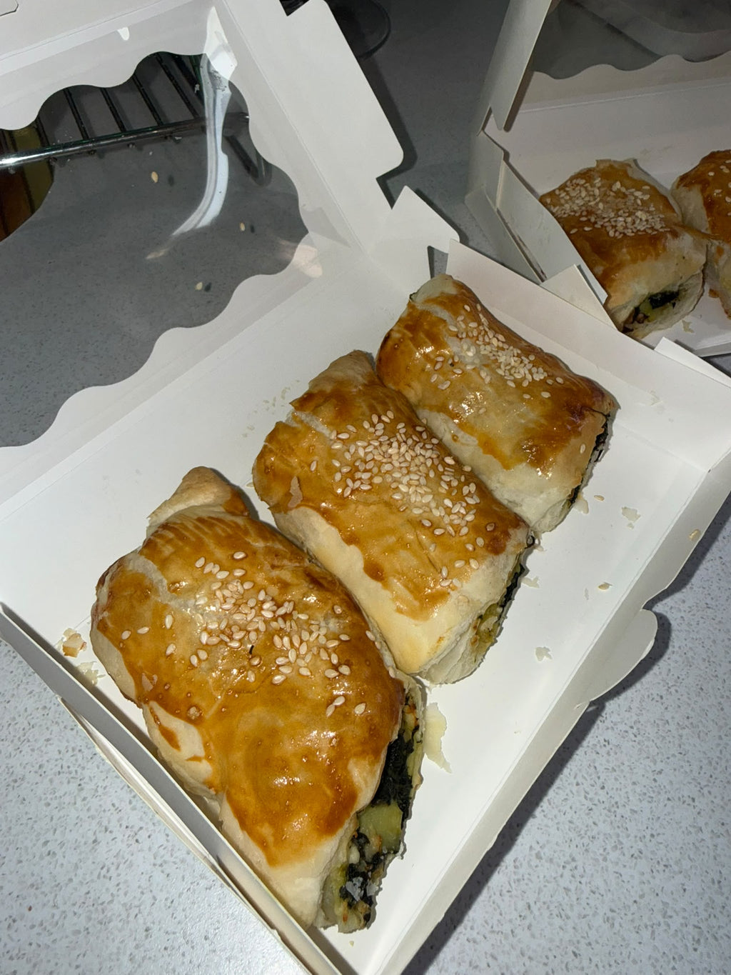 Our Turkish spinach and feta pies are packed with a delicious, flavourful filling, wrapped in soft, golden pastry and topped with sesame seeds.

Perfectly baked, generously filled and made with love